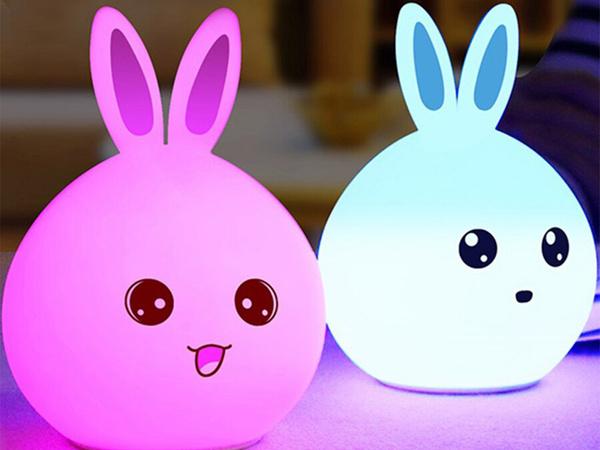 Led rabbit remote control rgb usb night light for kids