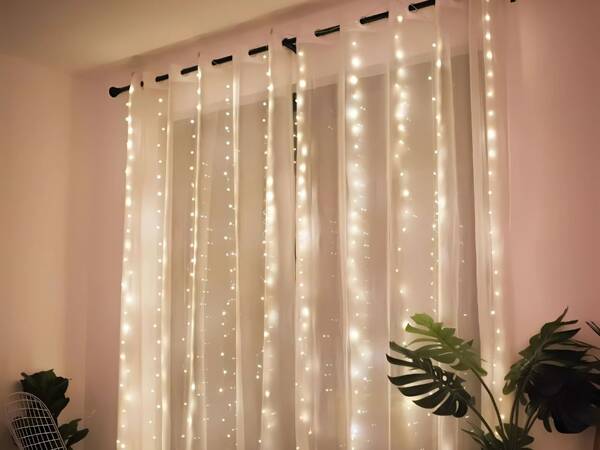 Lights festive garland light curtain 300 led indoor warm usb