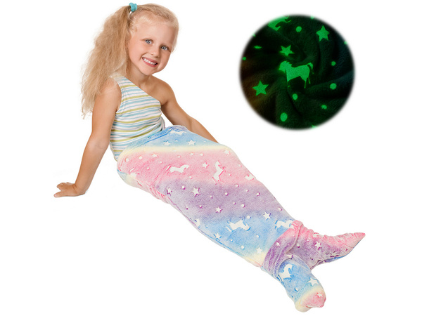 Mermaid tail blanket blanket sleeping bag warm luminous for girls soft horse