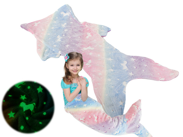 Mermaid tail blanket blanket sleeping bag warm luminous for girls soft horse