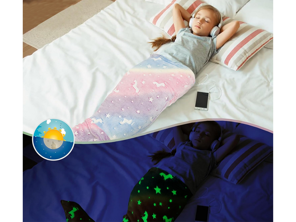 Mermaid tail blanket blanket sleeping bag warm luminous for girls soft horse