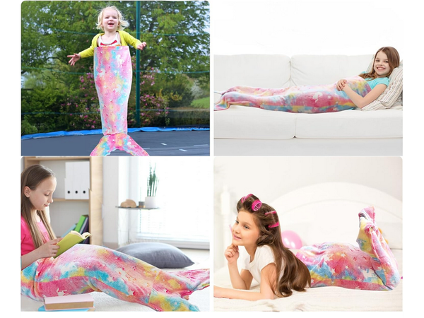 Mermaid tail blanket blanket sleeping bag warm luminous for girls soft horse