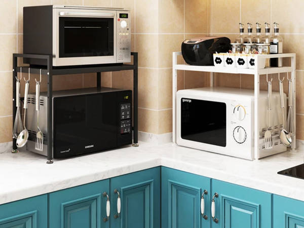 Microwave oven rack adjustable kitchen shelf