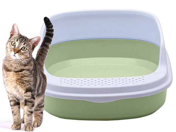 Open-ended cat litter box with soldna frame for litter + large shovel