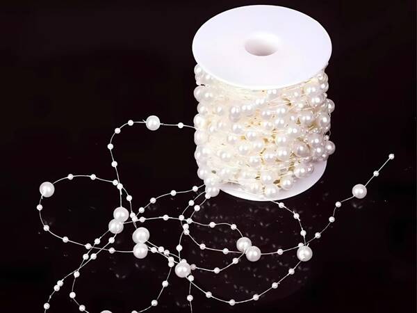 Pearl white chandelier pearls christmas tree chain beads spool 10mm 5m