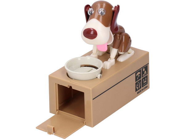 Piggy bank dog eats coins interactive vending machine safe deposit box large