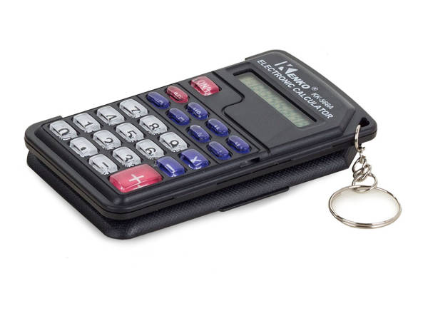 Pocket calculator 8 digit key ring folding case