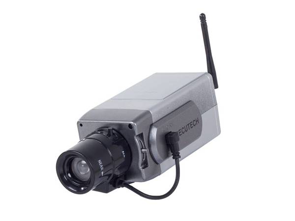Realistic dummy surveillance camera with led diode