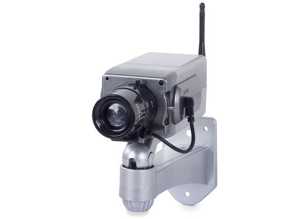 Realistic dummy surveillance camera with led diode