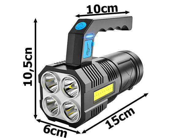 Rechargeable battery-powered led searchlight military police 2 in 1