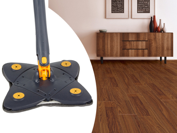 Rotary flat mop for floor cleaning with wringer hygienic