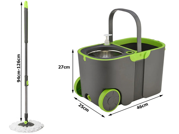 Rotary mop 360 turbo bucket set 2x microfibre pads