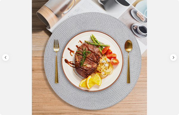 Round placemat for kitchen table plaited table mat grey