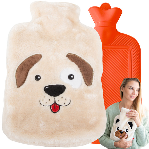 Rubber water bottle warmer plush doggy for children