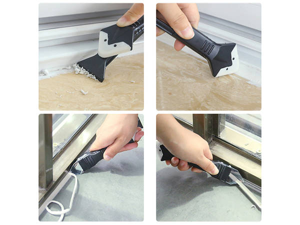 Scraper spatula for removing silicone and grout