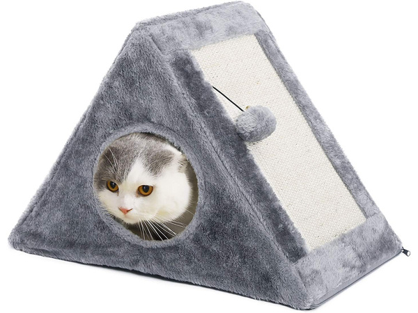 Scratching post triangle cat kennel cat bed toy ball
