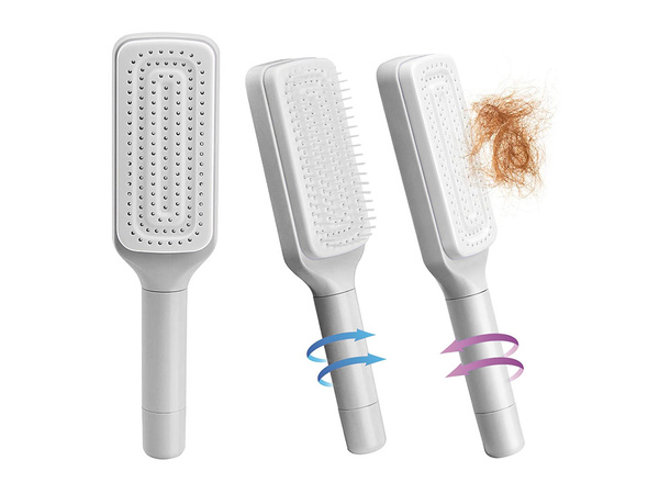 Self-cleaning hair brush for combing anti-static combing