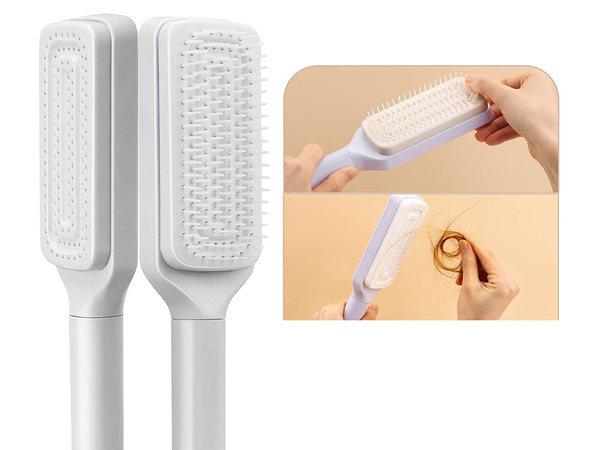 Self-cleaning hair brush for combing anti-static combing