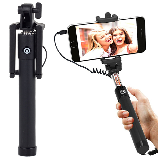Selfie holder monopod stick with cable solid