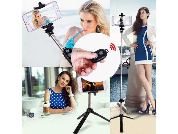 Selfie holder stich tripod pole remote control