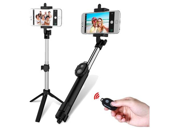 Selfie holder stich tripod pole remote control