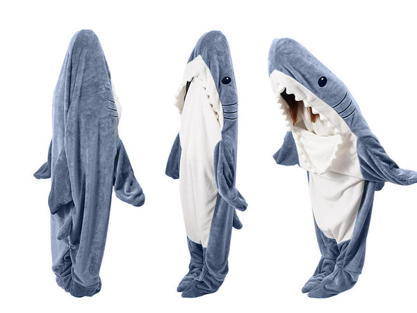 Shark blanket pyjamas sleepwear costume warm winter hoodie thick xl