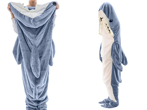 Shark blanket pyjamas sleepwear costume warm winter hoodie thick xl