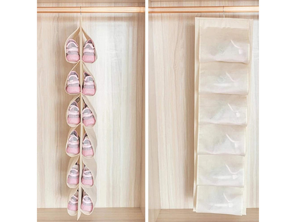 Shoe organiser for wardrobe hanging shoe rack 12 pairs