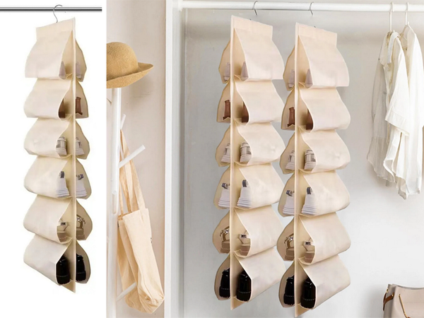 Shoe organiser for wardrobe hanging shoe rack 12 pairs