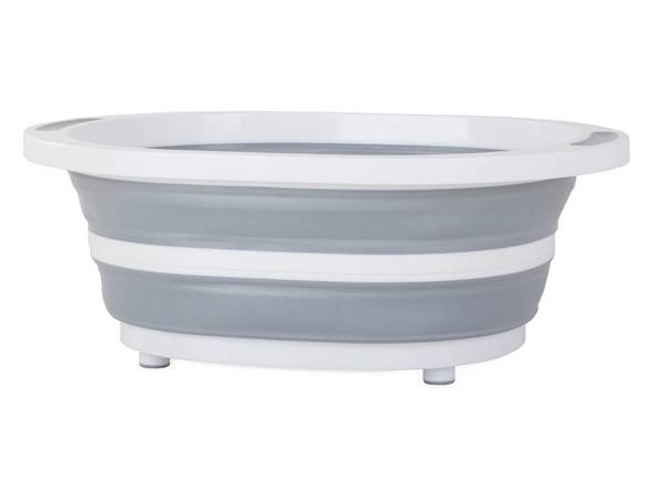 Silicone folding bowl with drain sink board