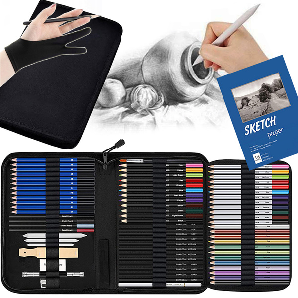 Sketching drawing colouring set professional artistic 74el