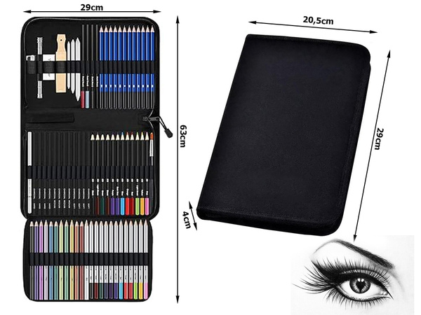 Sketching drawing colouring set professional artistic 74el