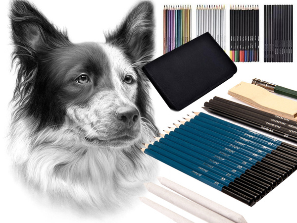 Sketching drawing colouring set professional artistic 74el