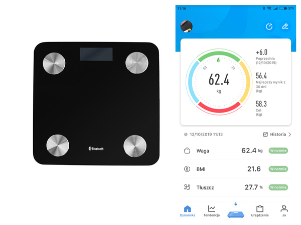 Smart+ glass analytic bathweight 180kg