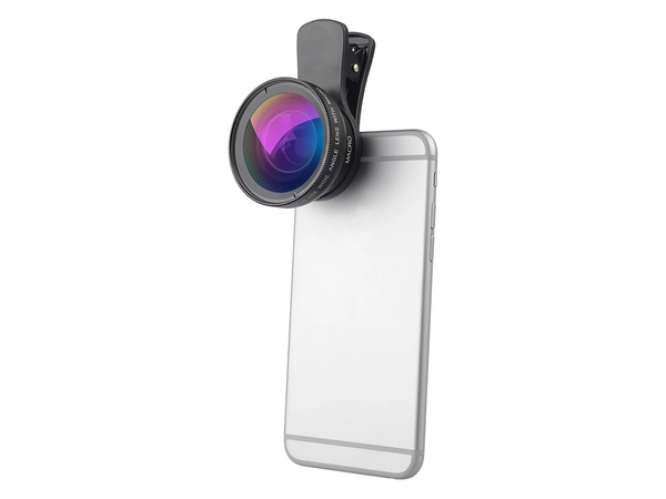 Smartphone lens 2in1 0.45x 12.5x macro clip-on camera