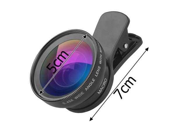 Smartphone lens 2in1 0.45x 12.5x macro clip-on camera