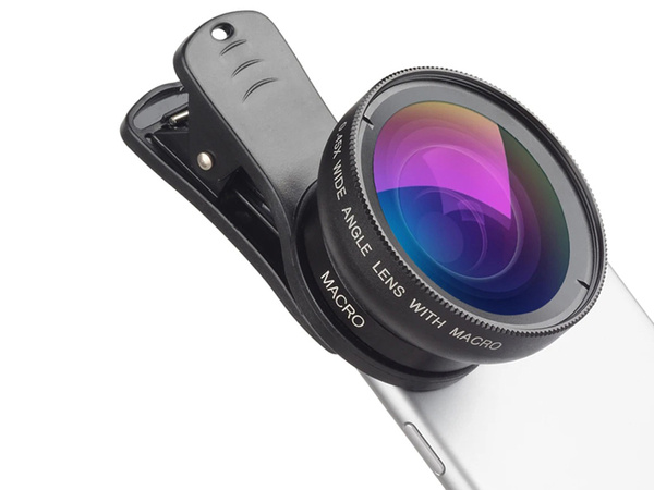 Smartphone lens 2in1 0.45x 12.5x macro clip-on camera