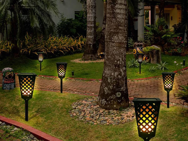 Solar garden lamp torch lantern sensor