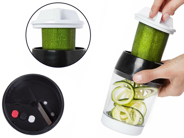 Spiral sharpener vegetable shredder container