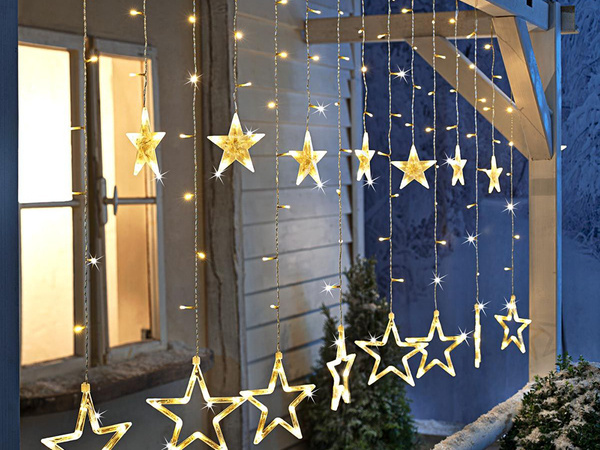 Star garland lights light curtain 138 led outdoor warm colour