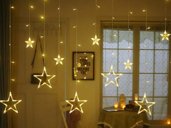 Star garland lights light curtain 138 led outdoor warm colour