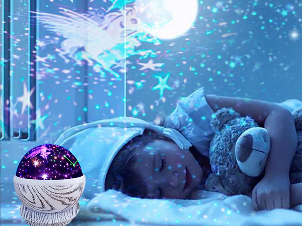 Star led rotating night light projector