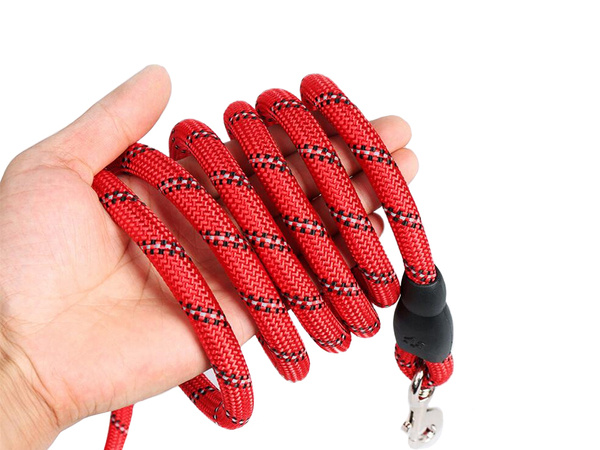 Strong dog rope leash with handle reflector