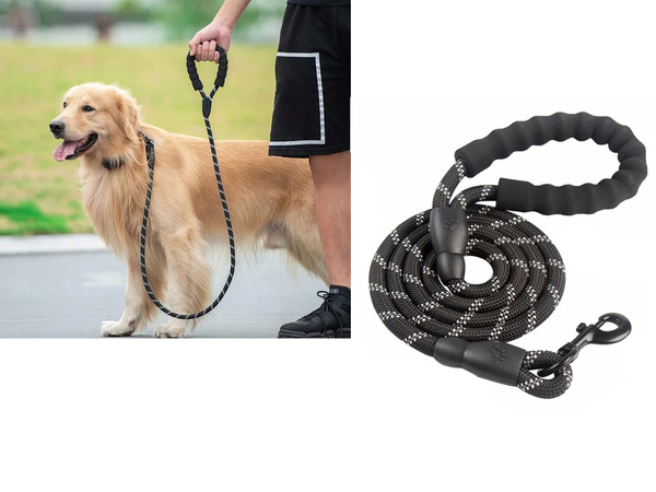 Strong dog rope leash with handle reflector