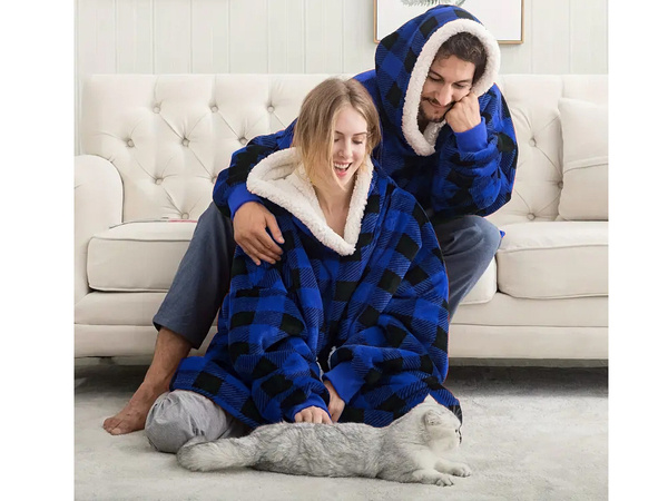 Sweatshirt warm oversize blanket xxl 2in1 thick fur soft hooded dressing gown