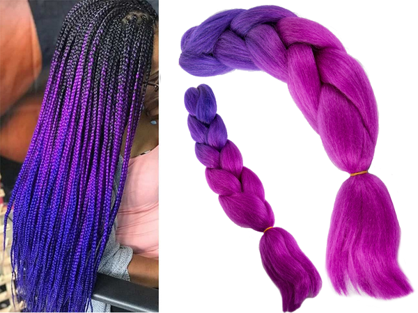 Synthetic hair for colour ombre braids