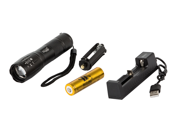 Tactical torch bailong zoom cree led q3 uv test