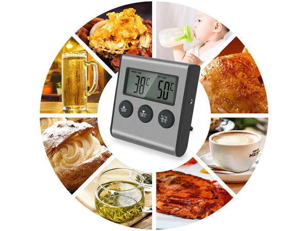 Thermometer with thermoprobe for cooking smokehouse meat