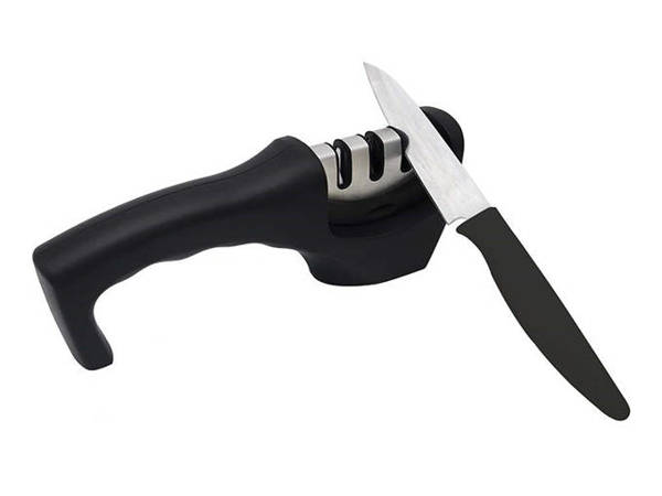 Three-phase kitchen knife sharpener