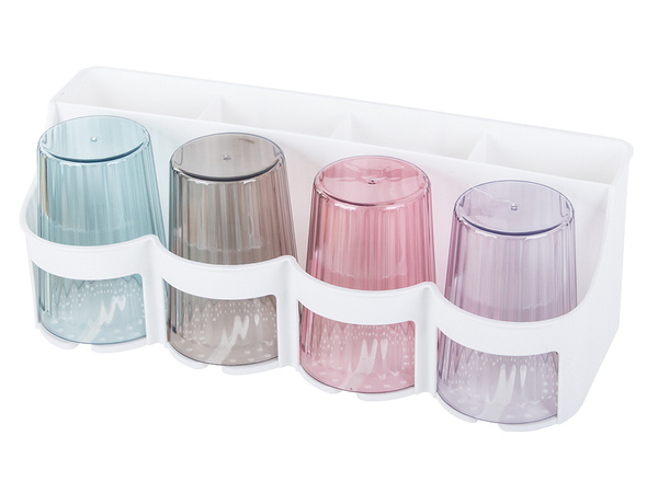 Toothbrush organiser cups toothpaste dispenser